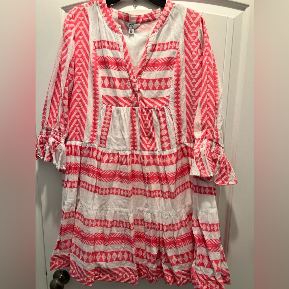 Crown and Ivy Pink and White Patterned lined Dress
